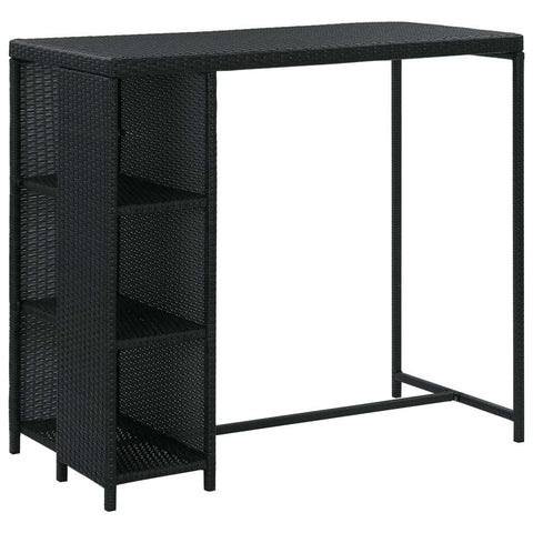 Bar Table with Storage Rack Black 47.2x23.6"x43.3" Poly Rattan"