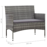 Garden Bench with Cushion Poly Rattan Gray