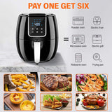 7-Quart Air Fryer; 6-in-1 Digital Toaster Oven with LCD Screen and Nonstick Fryer Basket; Black