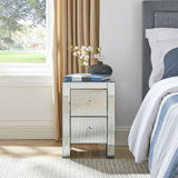 Mirrored Nightstand End Tables with 2/3/4-Drawer, Silver, Mirror Accent Side Table for Bedroom, Living Room