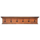 Wall Mounted Coat Rack 39.4"x3.94"x7.9" Black Solid Teak Wood