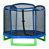 7ft Blue Guard Bar Blue Cover Green Feet Plastic Feet Mini Hexagonal Outer Net Trampoline RT