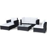 6 Piece Garden Lounge Set with Cushions Poly Rattan Black