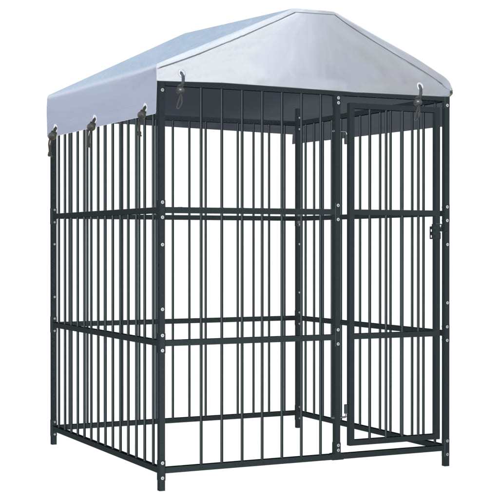 Outdoor Dog Kennel with Roof 59.1"x59.1"x82.7"