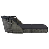 Sun Lounger with Canopy Poly Rattan Anthracite