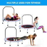 40" Fitness Handrail Trampoline Adults Kid Jumping Exercise Aerobic Bouncer