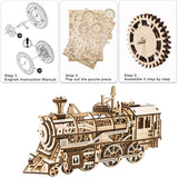 Robotime ROKR 3D Wooden Puzzle Train Model Clockwork Gear Drive Locomotive Assembly Model Building Kit