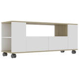 TV Cabinet White and Sonoma Oak 47.2"x11.8"x16.9" Chipboard