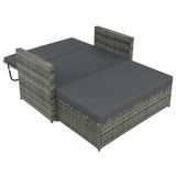 2 Piece Garden Lounge Set with Cushions Poly Rattan Gray