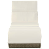 Sun Lounger with Cushion Poly Rattan Gray