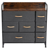 Drawer Dresser(Gray) Dresser Organizer with 7 Drawers, Fabric Dresser Storage Tower for Bedroom, Hallway, Entryway, Closets, Sturdy Steel Frame, Wood Top & Handles