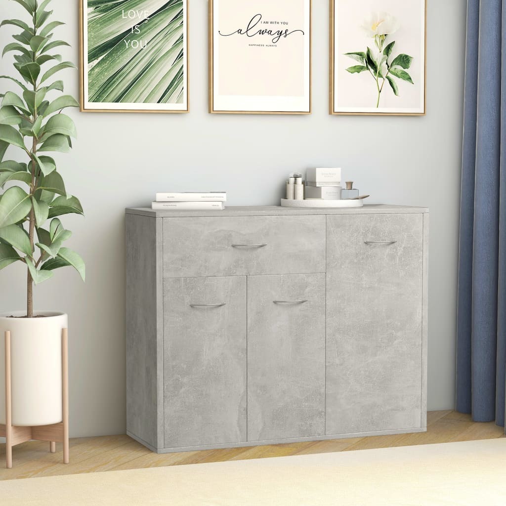 Sideboard Concrete Gray 34.6"x11.8"x27.6" Chipboard