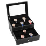 Gifts-Watch Box 20 Mens Case Glass Top Display Organizer Lockable  XH