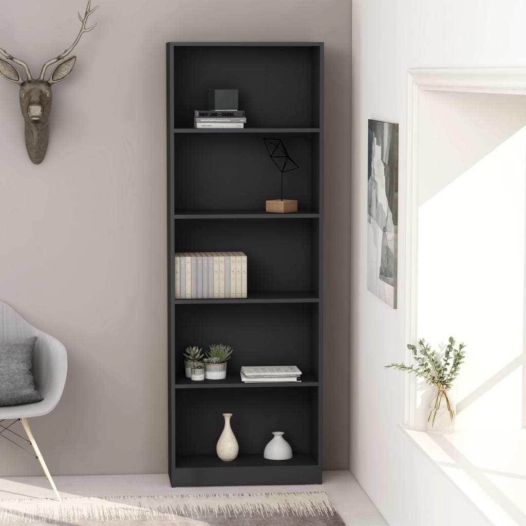 5-Tier Book Cabinet Gray 23.6"x9.4"x68.9" Chipboard