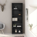 5-Tier Book Cabinet Gray 23.6"x9.4"x68.9" Chipboard