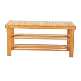 90cm 3Tier Bamboo Stool Shoe Rack Storage Seat Organizer Shelf Entryway Bench