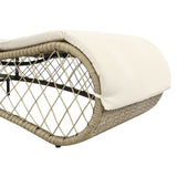 Sun Lounger with Cushion Poly Rattan Gray