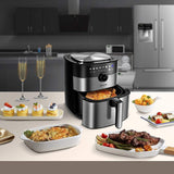 Air Fryer, Family Electric Oilless Hot Air Fryer Oven, Oilless Stainless Steel Oven with Non-Stick Basket and Rack, Touch Screen