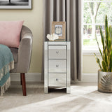 Mirrored Nightstand End Tables with 2/3/4-Drawer, Silver, Mirror Accent Side Table for Bedroom, Living Room