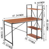 Computer Desk with 4 Tier Bookshelves,Compact Gaming Desk Modern PC Workstation Writing Table Home Office Desk 4 Tier Storage Rack Shelf for Office, Bathroom, Living Room