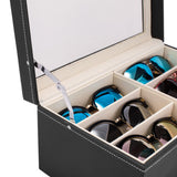 Gifts-Leather 12 Piece Eyeglasses Storage and Sunglass Glasses Display Drawer Lockable Case Organizer XH