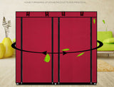 Double Rows Home Shoe Rack Shelf Storage Closet Organizer Cabinet Portable Cover Wine Red