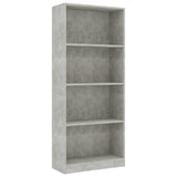 4-Tier Book Cabinet Concrete Gray 23.6"x9.4"x55.9" Chipboard