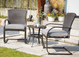 Grand patio 3 Piece Outdoor Bistro Set with Cushioned Wicker Spring Chairs and Metal Side Table