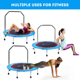 40" Fitness Handrail Trampoline Adults Kid Jumping Exercise Aerobic Bouncer