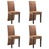 Dining Chairs 4 pcs Brown Faux Suede Leather