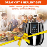 7-Quart Air Fryer; 6-in-1 Digital Toaster Oven with LCD Screen and Nonstick Fryer Basket; Black