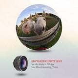 Phone Camera Lens, Fuleadture 3 in 1 Universal 230° Fisheye Lens, 15X Macro Lens, 0.65X Wide Angle Clip-On Cell Phone Lens Kit for iPhone, Samsung and Other Smartphones