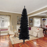 7.5 Ft Halloween Black Artificial Christmas Tree 840 Tips Seasonal Holiday Decoration Tree with Metal Stand