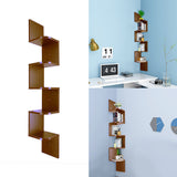 Wood Corner 5 Tiers Wall Shelf Zig Zag Wooden Shelves Wooden Mount Rack Home Furniture Walnut Floating Shelves