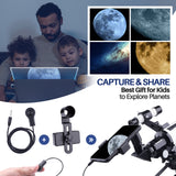 Telescope 70mm White Kids Telescope; Astronomy Telescope with Backpack; Adjustable High Stand; Great Educational Gift for Kids