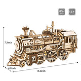 Robotime ROKR 3D Wooden Puzzle Train Model Clockwork Gear Drive Locomotive Assembly Model Building Kit