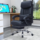 High quality black Faux leather office chair With Footrest Receliner Swivel