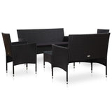 5 Piece Garden Lounge Set With Cushions Poly Rattan Black