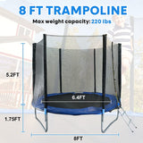 8FT Trampoline with Safety Enclosure Net and Ladder Bounding Table; Trampoline Combo Jumping Trampoline Fitness