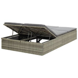 Convertible Sun Bed with Cushion Poly Rattan Gray