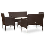 5 Piece Garden Lounge Set With Cushions Poly Rattan Brown