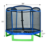 7ft Blue Guard Bar Blue Cover Green Feet Plastic Feet Mini Hexagonal Outer Net Trampoline RT