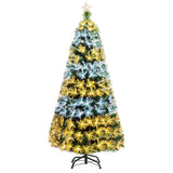 5Ft Pre-Lit Fiber Optic Christmas Tree 8 Flash Modes PVC w/ Double-Color Lights