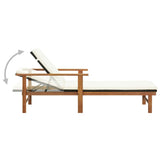 Sun Lounger with Cushion Poly Rattan and Solid Acacia Wood