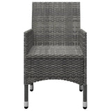 3 Piece Bistro Set Poly Rattan and Tempered Glass Gray