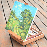 Portable Solid Beech Tabletop Wood Easel Drawing & Sketching Board with Storage Drawer