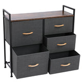 Dresser Organizer with 5 Drawers, Fabric Dresser Tower for Bedroom, Hallway, Entryway, Closets - Dark Gray