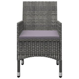 3 Piece Bistro Set Poly Rattan and Tempered Glass Gray