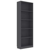 5-Tier Book Cabinet Gray 23.6"x9.4"x68.9" Chipboard