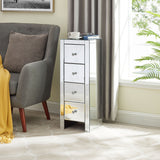 Mirrored Nightstand End Tables with 2/3/4-Drawer, Silver, Mirror Accent Side Table for Bedroom, Living Room